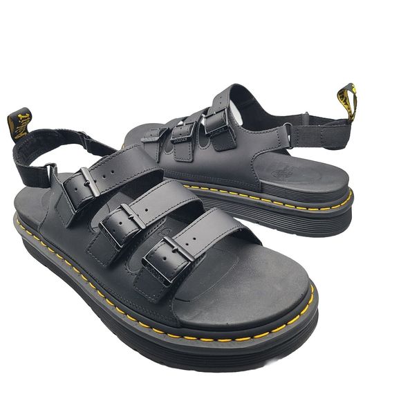 DR. MARTENS Mens Sandals SOLOMAN Black Leather Buckle Strap Comfort Sz US 13 New - Picture 1 of 9